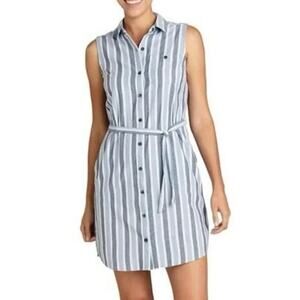 Toad & Co. Indigo Ridge Sleeveless Tie Organic Cotton Dress Striped Size Medium